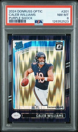 2024 Donruss Optic Caleb Williams Rated Rookie Purple Shock #201 PSA 8 Bears RC