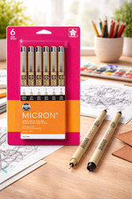Sakura Pigma Micron Fineliner Pens 6 Pack Archival Black Ink Assorted Tip Sizes