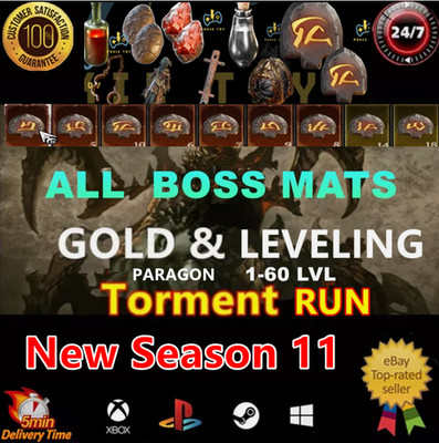  DIABLO 4 SEASON 11 SC Power Level Boss Mats GOLD GLYPH PIT RUN Virtual Item