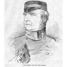 CRIMEAN WAR Field Marshal Lord Raglan - Antique Print 1855