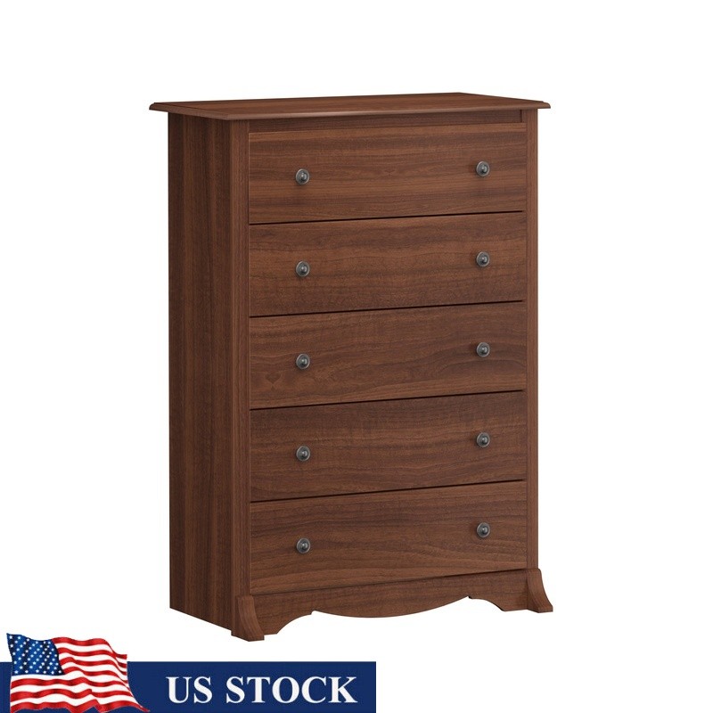5 Drawer Transitional Dresser Storage Chest MDF Wood Bedroom Furniture New