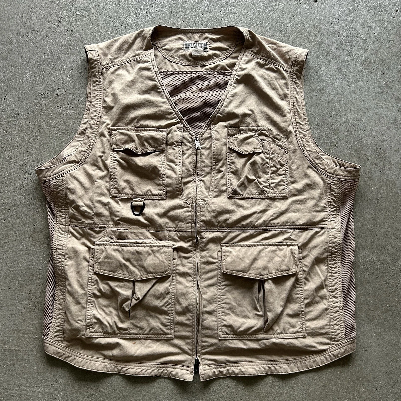 Duluth Trading Co Vest Mens 3XL Tan Canvas Utility Fishing Zip Outdoor Workwear