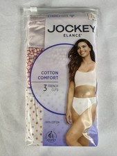 Jockey Elance 100 Cotton Women's 7/L Pink/Hearts/Dots French Cut Panty 3-Pack