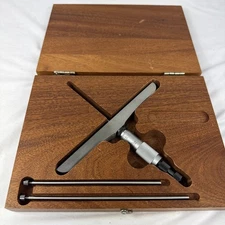 Vintage Starrett No. 445M Micrometer Depth Gage Machinist Tool In Wooden Box