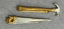 Vintage Swank Two Tone Hammer & Saw Tie Clips