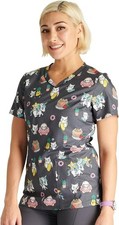Cherokee Women Feline Friendly V-Neck Scrub Top CK678 XS NWT