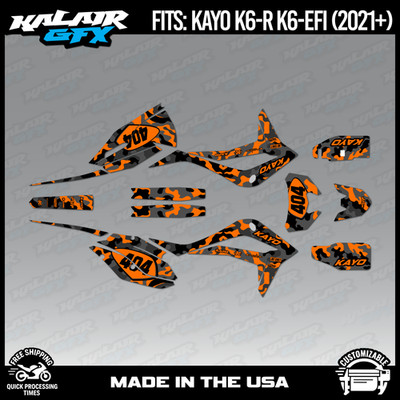 Graphics Kit for Kayo K6-R K6-EFI 250 (2021+) Invasion Series - ORANGE-SHIFT