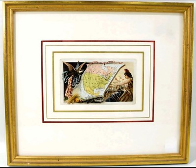 19th Century U.S.A. Map Arbuckle Brothers Coffee Co 1889 Trade Card Framed 11x12