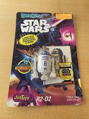 Star Wars R2-D2 Bend-Ems mit Topps Galaxy Trading Card 1993 JusToys Neu & Sealed