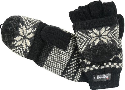 Halbfinger Handschuh mit Klappe Norweger Muster Thinsulate für Herren Handschuh