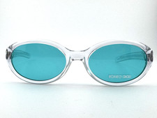 VINTAGE ROMEO GIGLI SUNGLASSES OVAL CLEAR FRAME TEAL LENS Y2K NR RG164 3I1