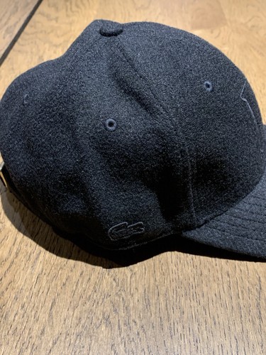 Lacoste Logo Baseball Cap Wool Black Unisex NWT - Picture 2 of 13