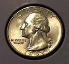 1942 d washington quarter bu brilliant uncirculated mint white silver coin