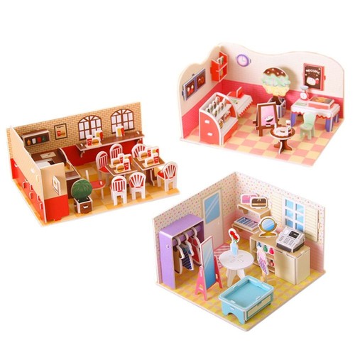 Cute Cardboard 3D Room Cardboard Model Toys Room Model Craft Toy Fun Decorative. - 第 1/16 張圖片