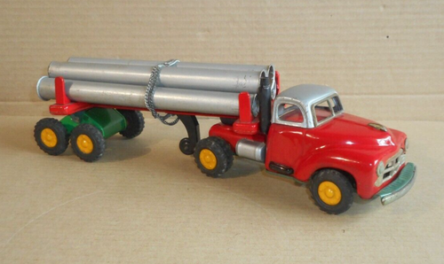 vintage tin toy Made in Japan - PIPES TRANSPORT TRUCK - 35cm - friction - 60s - Picture 2 of 14