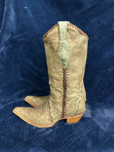 Corral Boots Women's 9 M Green Brown Hand Tooled Leather Cowgirl Pointed Toe - Bild 11 von 24