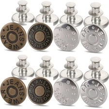 Jean, Jacket, Pants, Coat Buttons to Adjust or Replace, No Sew Pins - 8 Pack Mix