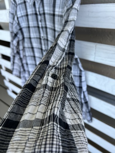 Habitat Clothes Crinkle Black White Button Front Blouse Artsy Size Large - Picture 14 of 15