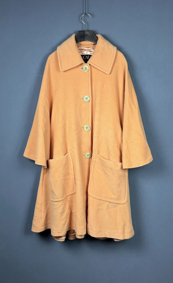 Vintage ESCADA by MARGARETHA LEY Orange Angora Wool Poncho Coat Size 38 - Image 2 of 4