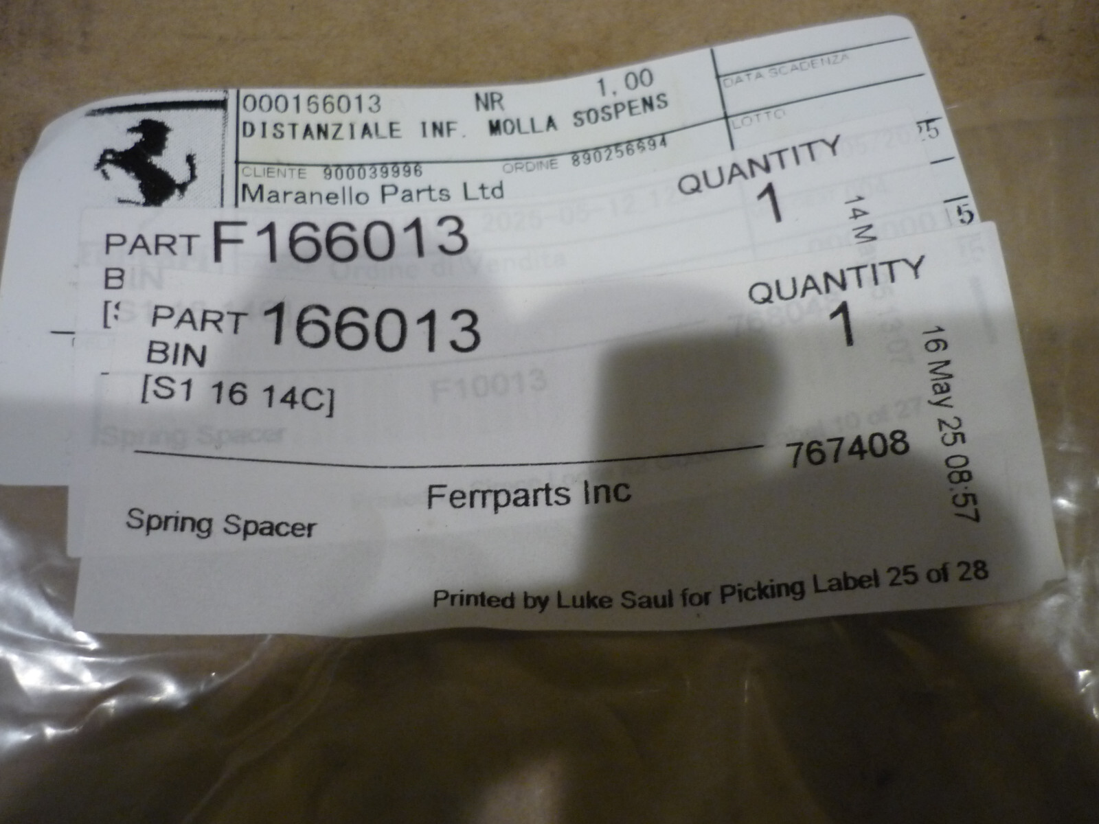 Ferrari 355 Challenge - Spring Spacer For Shock Absorbers - P/N 166013