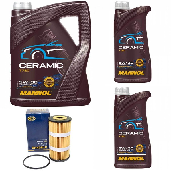 MotoröL Set Mannol 5W-30 Ceramic Plus 7 Liter + ÖLfilter FüR Mercedes Nissan 2.3-image