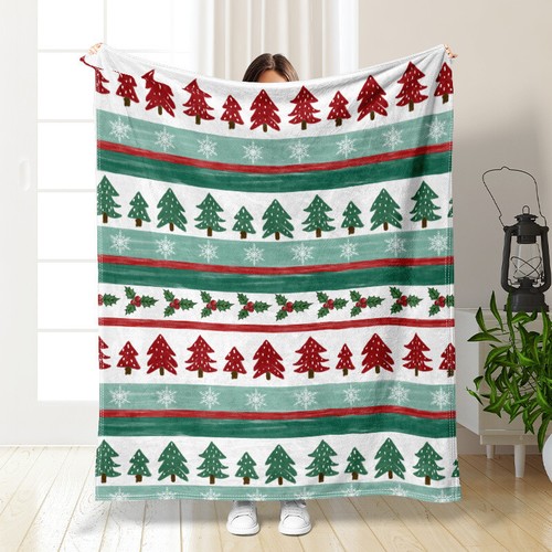 Christmas Snata Tree Flannel Blanket Throw Blanket Dog Car Nap Blanket Full Size - Picture 19 of 34