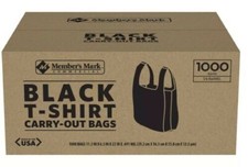 Member's Mark Black T-Shirt Bags - 1,000 Count, 11.5 X 6.5 X 22 Inches 5 thumbnail image
