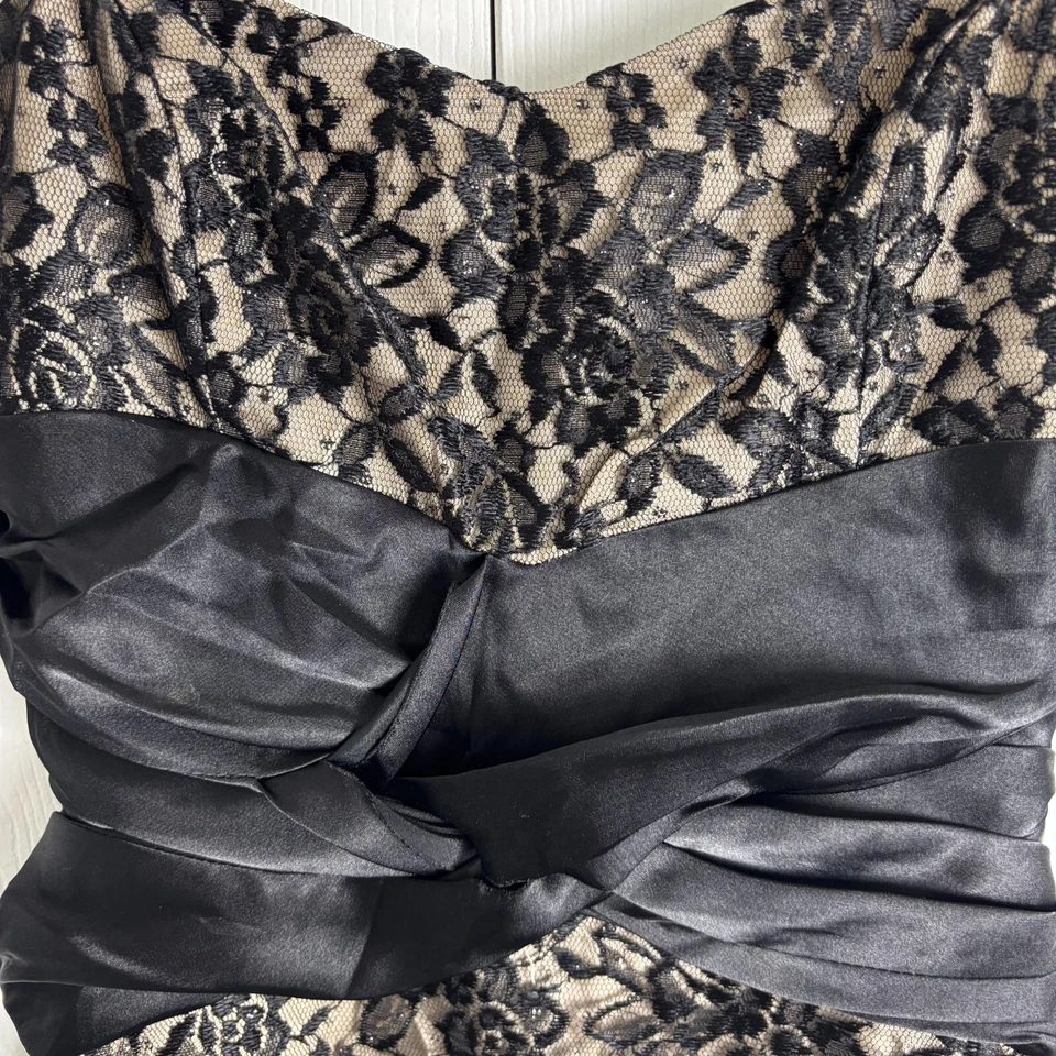 Vestido largo NIKI by Niki Livas para mujer 10 negro de encaje brillante graduación caprichoso Foto 3 de 4