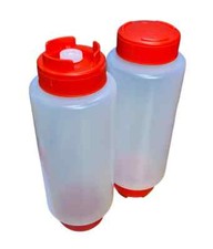 24oz FIFO Red Sauce Bottle Silicone Anti Drip Tip, SET OF 2