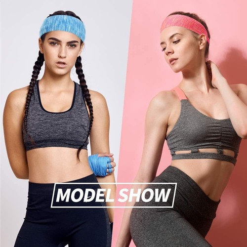 Men Women Sports Wide Headband Elastic Sweatband Yoga Moisture Wicking Hairband - Picture 9 of 20