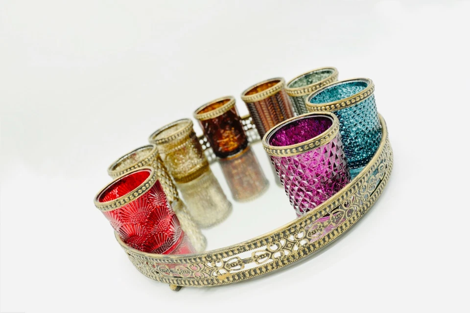 3er SET Windlicht Teelichtglas Orientalisch Antik Vintage Deko aus Glas/Metall - Bild 3 von 3