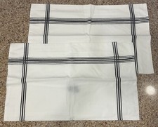 Hotel Collection STD/Q 100 Cotton Pillow Shams White/Dk Grey Embroidery/2 Pk