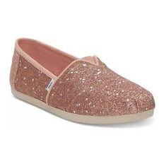 Tom's Alpargata Rose Gold Cosmic Glitter Women's Big Girls Shoes, New
