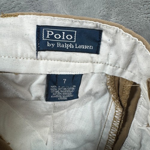Polo Ralph Lauren Shorts Boys 7 Khaki Flat Front Classic Polo Chino Stretch - Picture 7 of 11