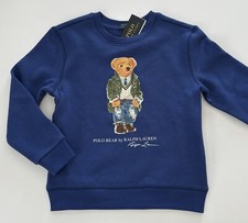 NWT, Boys Polo Ralph Lauren Blue Polo Bear Sweatshirt. Size 7. Eu 122/128