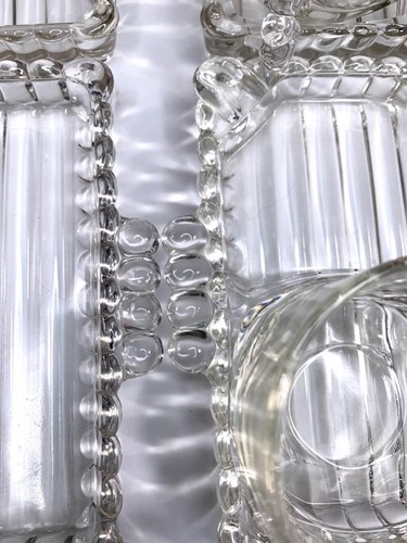 4 Atlas Ball & Rib Glass MCM Sip N Smoke Snack Candlewick Tray & Coffee Cup Set - Picture 8 of 9