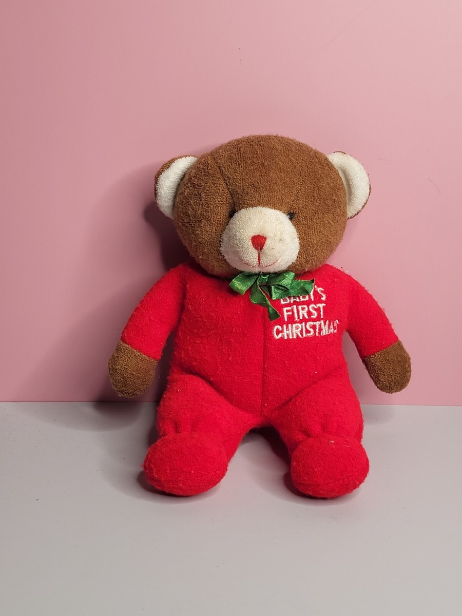 AURORA BABY'S 1ST CHRISTMAS TEDDY BEAR 1999 JUST FRIENDS STUFFED