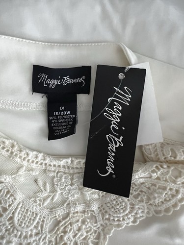 New Maggie Barnes 1X Shirt Top Cream Ivory Lace Travel Stretch Tunic Scoop A3 - Picture 6 of 6