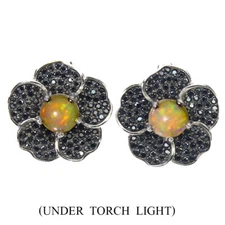 925 Sterling Silver Earrings Oval Fire Opal 6mm Spinel Natural Gemstone Jewelry