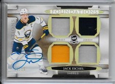 18-19 UD THE CUP FOUNDATIONS AUTOGRAPH QUAD JERSEY #F-JE JACK EICHEL AUTO 15/15