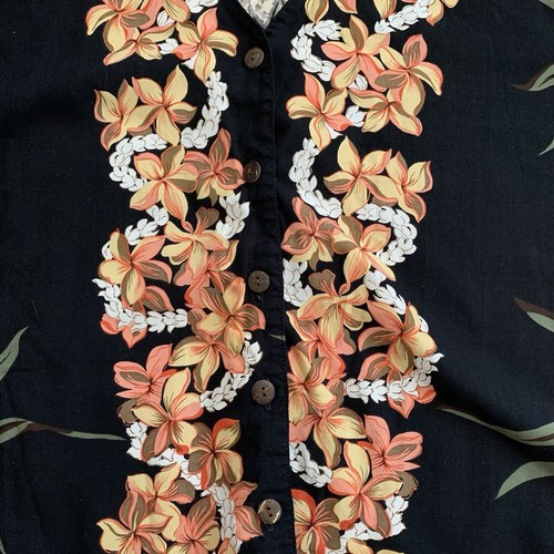 Hilo Hattie Women XL Black Hawaiian Tropical Lei Plumeria Pineapple Cruise Aloha - Picture 3 of 5