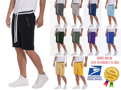 Mens and Unisex French Terry Casual Sweat Shorts Elastic Waist - 第 1/32 張圖片