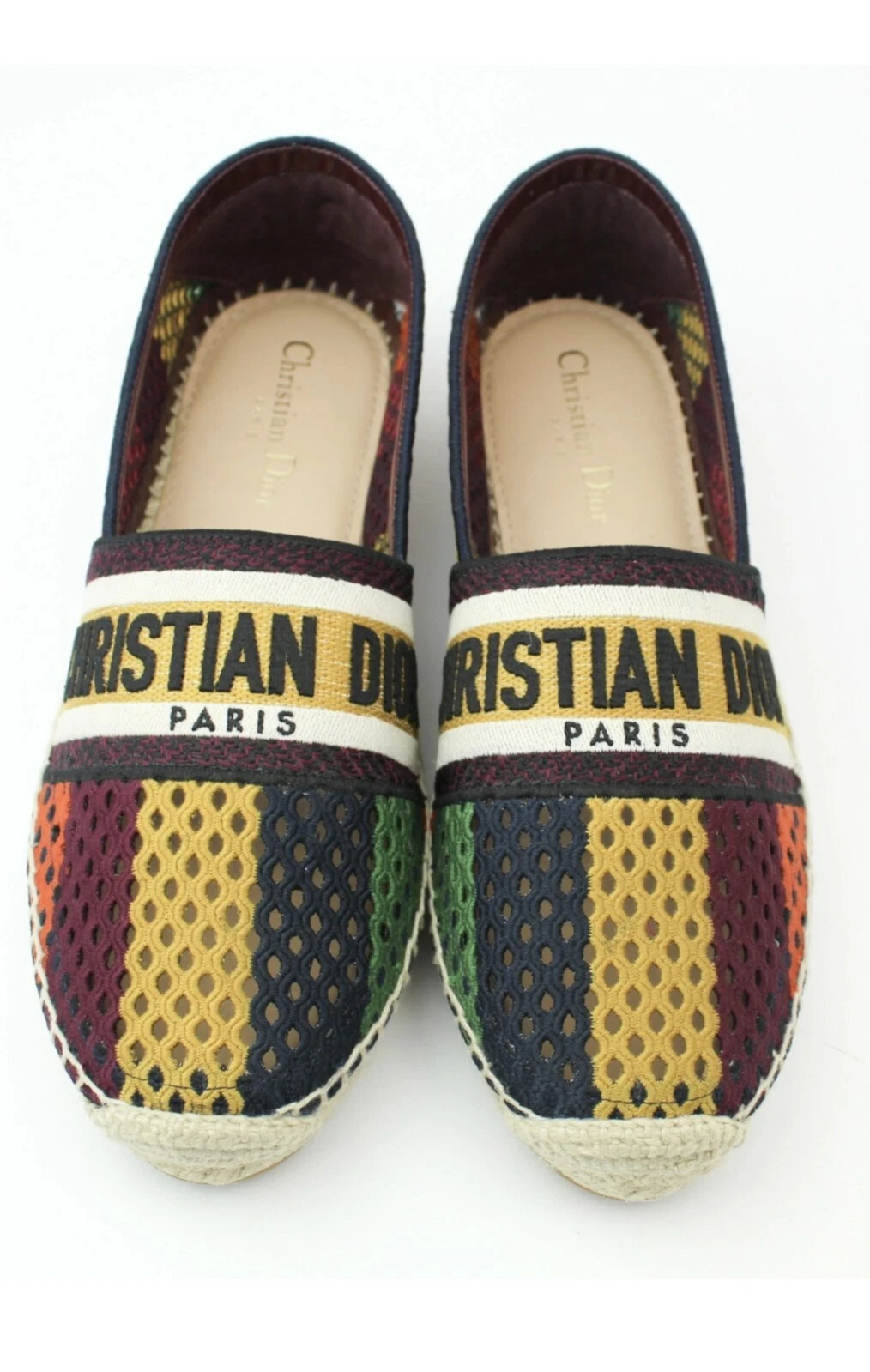 Espadrilles/piste/rayures logo Christian Dior maille multicolore US7/EU37/ Rare 