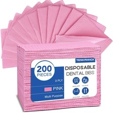 200 Pack Disposable Dental Bibs 13"x18" Waterproof 3-Ply Tattoo  Nail Salon She