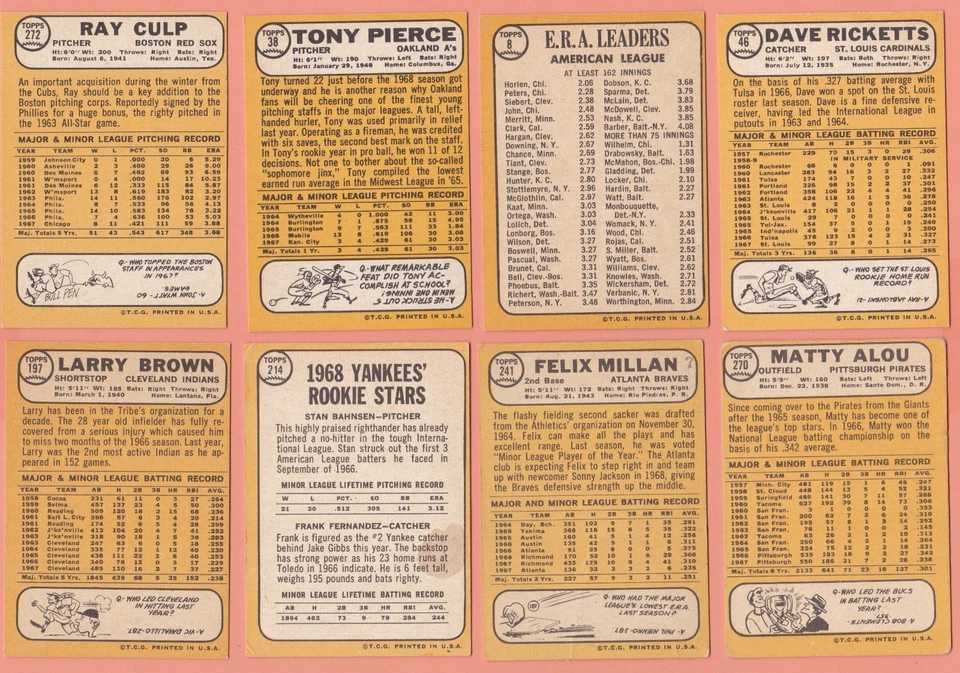 Lote de 21 tarjetas de béisbol 1968 Topps en muy buen estado-excelente Foto 2 de 4