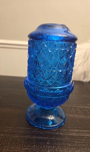 Royal Blue Glass Fine Cut Fairy Lamp Wilkerson Read ⬇️