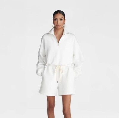 KBB by KAHLANA Women The Quarter Zip Sweatshirt' - White L NEW WITHOUT TAGS