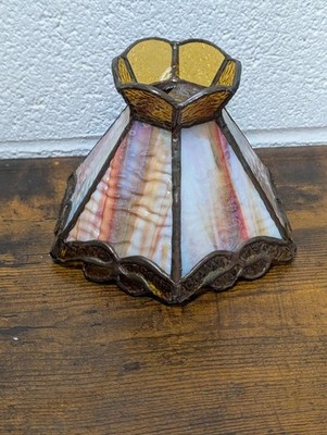 Stained Glass Small Accent Lamp Shade Piano Style Scalloped Rim Italy 4''