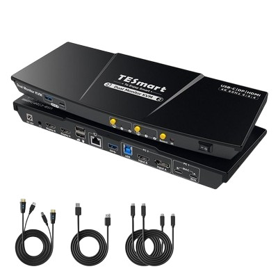TESmart KVM Switch 4K 60Hz Dual Monitor Dockingstation HDMI DP USB-C Switching