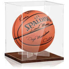 Basketball Display Case – Clear Acrylic UV Protected Full Size Holder with Solid